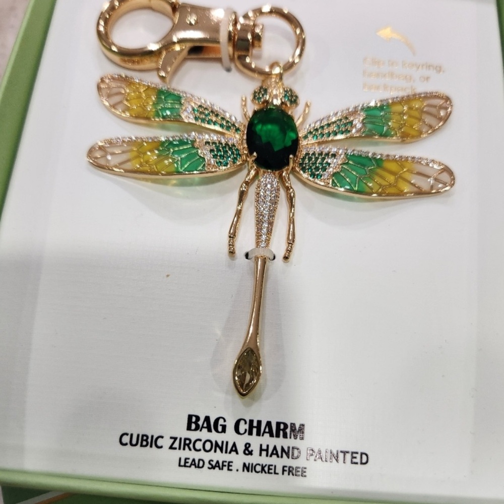 NWT ⚜️💚⚜️ Piper K Gorgeous Dragonfly Bag Charm - Picture 5 of 8